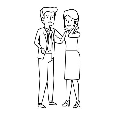 iş çift smartphone avatarlar karakter ile