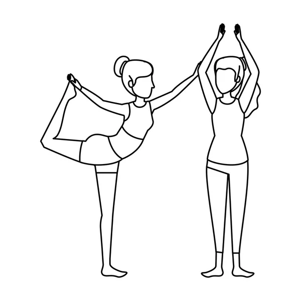Gruppe von Frauen praktiziert Yoga-Position — Stockvektor
