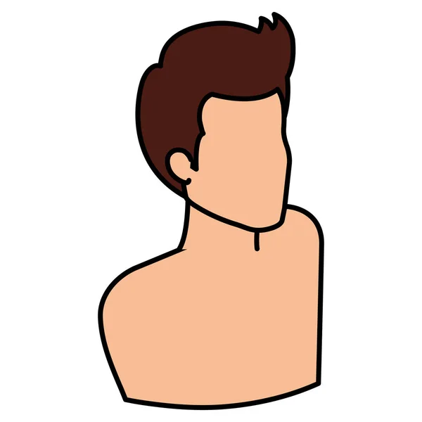 Jovem homem sem camisa avatar personagem —  Vetores de Stock