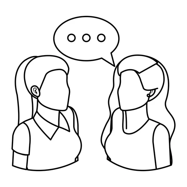 Ζευγάρι γυναίκες επιχειρηματίες με συννεφάκι ομιλίας — Διανυσματικό Αρχείο
