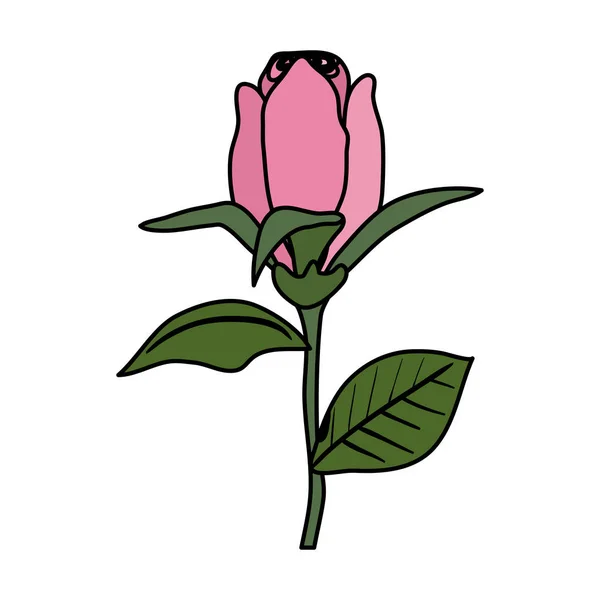 Rose mit Blättersymbol — Stockvektor