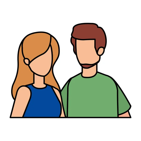 Pareja avatar caracteres iconos — Vector de stock