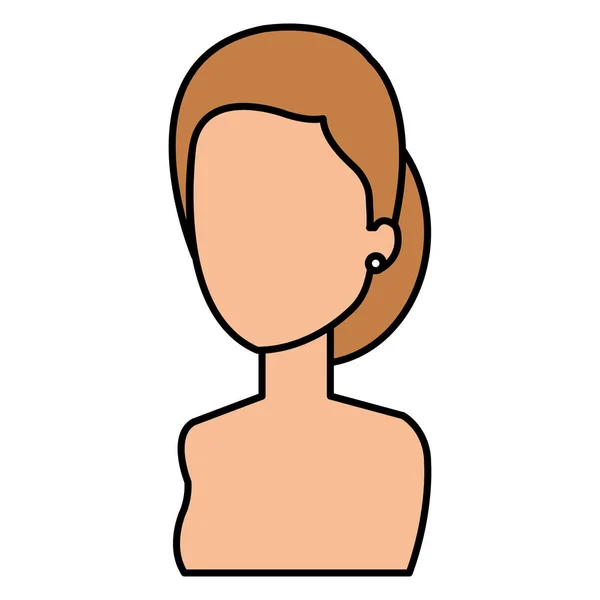 Hermosa y joven mujer sin camisa carácter — Vector de stock