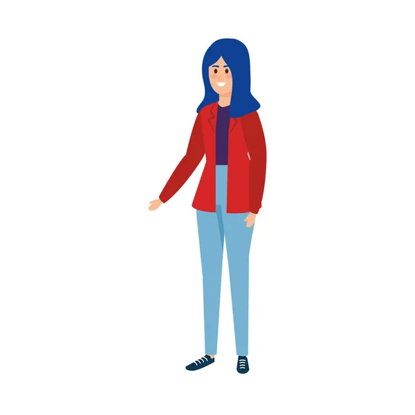 Hermoso personaje de mujer joven — Vector de stock