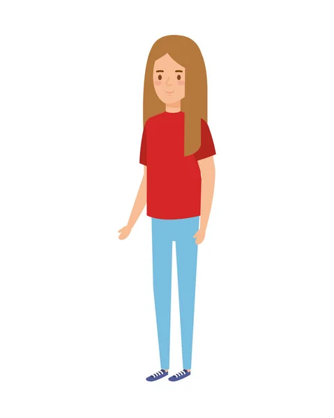 Hermoso personaje de mujer joven — Vector de stock