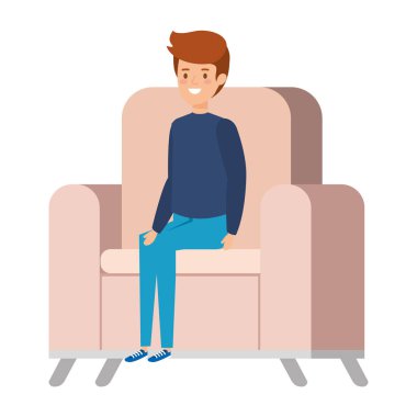 kanepe karakter oturan küçük çocuk