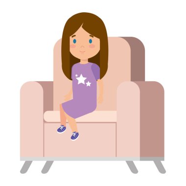 kanepe karakter oturan küçük kız