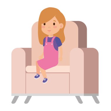 kanepe karakter oturan küçük kız