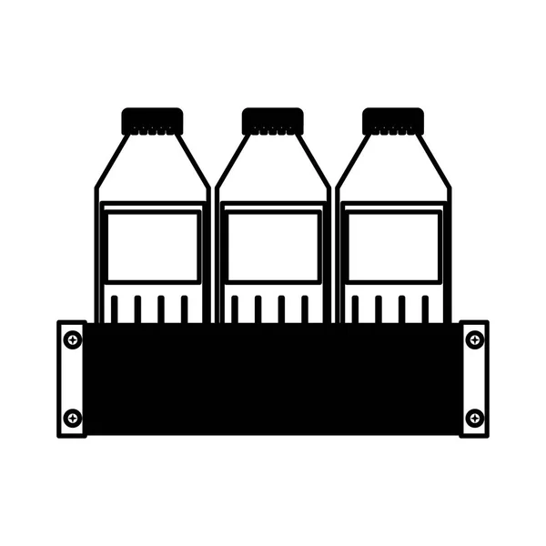 Frisdrank flessen in mand geïsoleerde pictogram — Stockvector