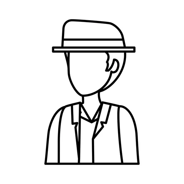 Νέος άντρας με κομψό καπέλο avatar χαρακτήρα — Διανυσματικό Αρχείο