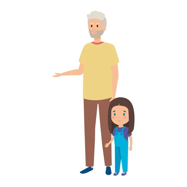 Mignon grand-père avec petit-fils — Image vectorielle