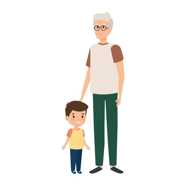 Lindo abuelo con nieto — Vector de stock