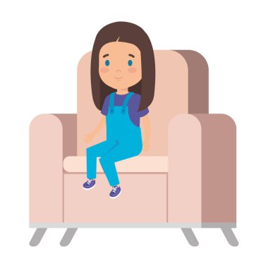 kanepe karakter oturan küçük kız