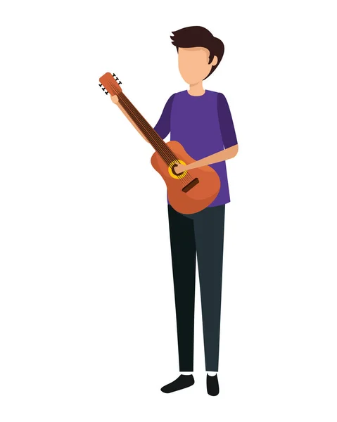Чоловік грає на гітарі персонажа — стоковий вектор