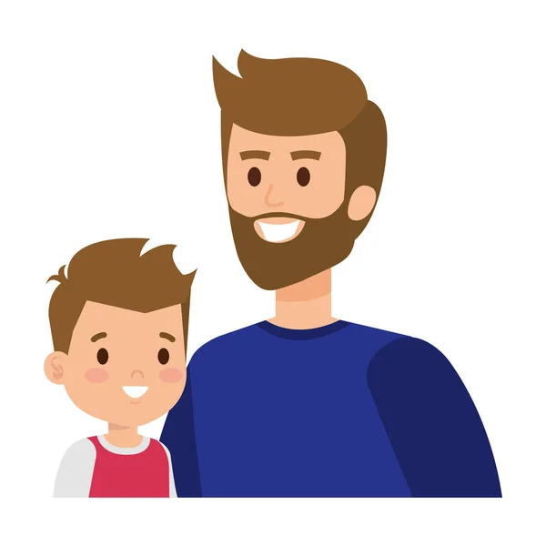 Giovane padre con personaggi figlio — Vettoriale Stock