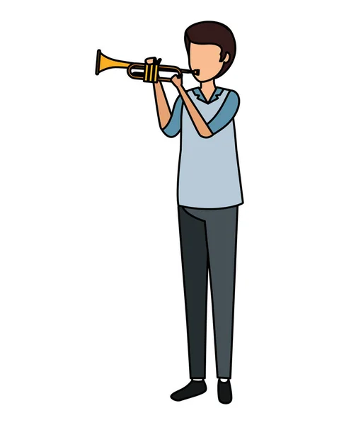 Homme jouant du personnage de trompette — Image vectorielle
