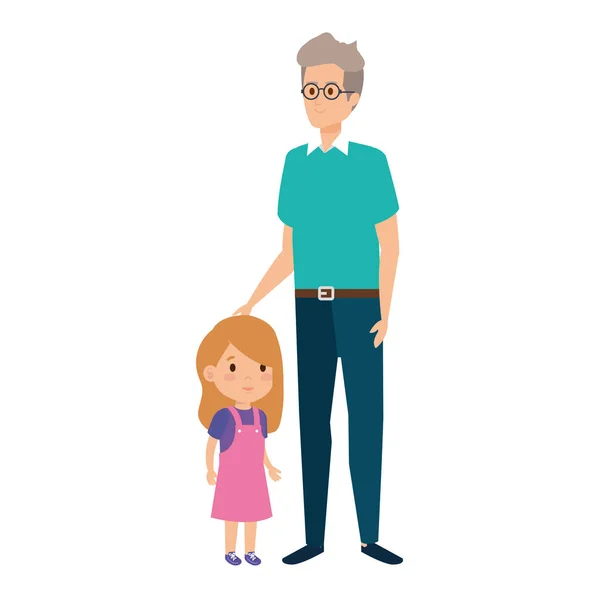 Lindo abuelo con nieta — Vector de stock