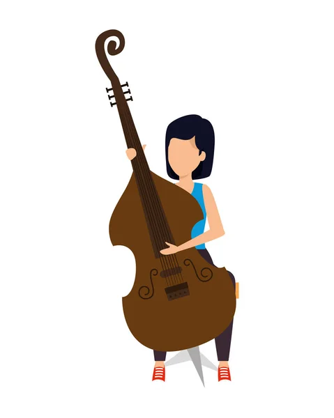 Donna che suona violoncello personaggio — Vettoriale Stock