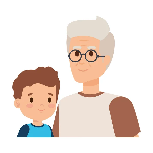 Lindo abuelo con nieto — Vector de stock