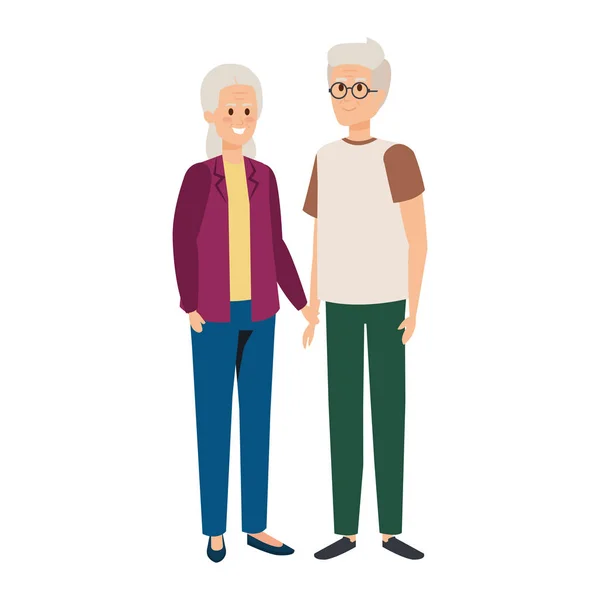 Carino nonni coppia personaggi — Vettoriale Stock
