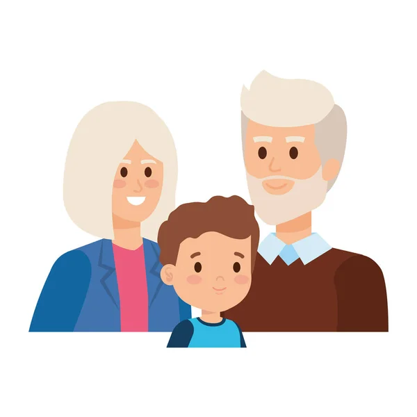 Torunu ile sevimli büyük anne-babalar çift — Stok Vektör