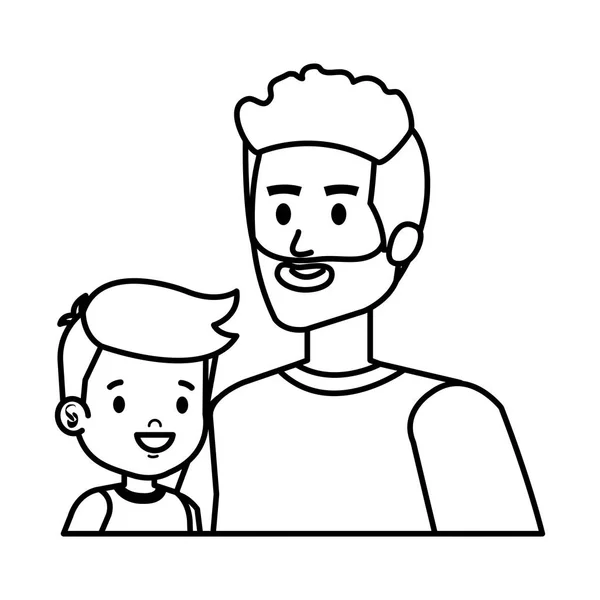 年轻的父亲与儿子字符 — 图库矢量图片