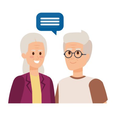 konuşma balonu ile sevimli büyük anne-babalar çift