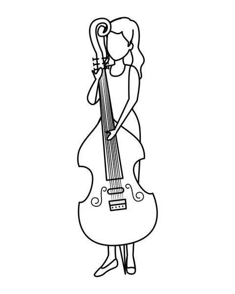 Mujer jugando violonchelo carácter — Vector de stock