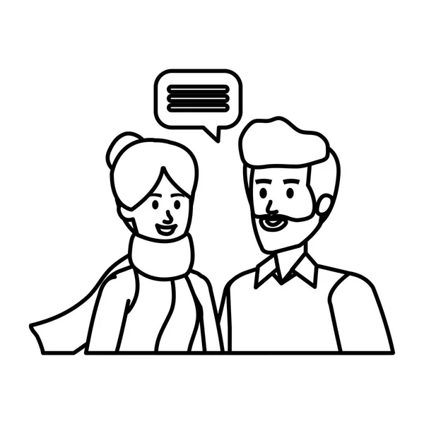 Νεαρό ζευγάρι με συννεφάκι ομιλίας — Διανυσματικό Αρχείο