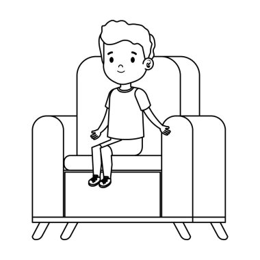 kanepe karakter oturan küçük çocuk