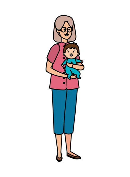 Χαριτωμένο γιαγιά με το μωρό — Διανυσματικό Αρχείο