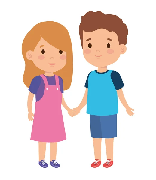 Little kids couple characters — Stock Vector