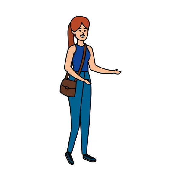 Hermoso personaje de mujer joven — Vector de stock