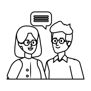 Konuşma balonu ile genç Çift