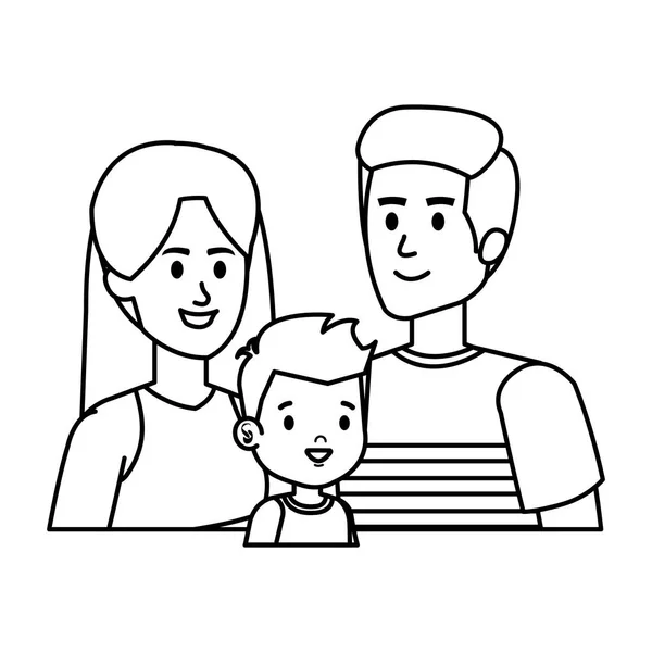 Rodiče pár s znaky syn — Stockový vektor
