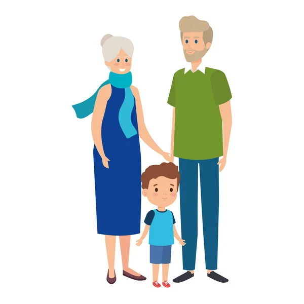 Cute grand parents couple with grandson — Stock Vector