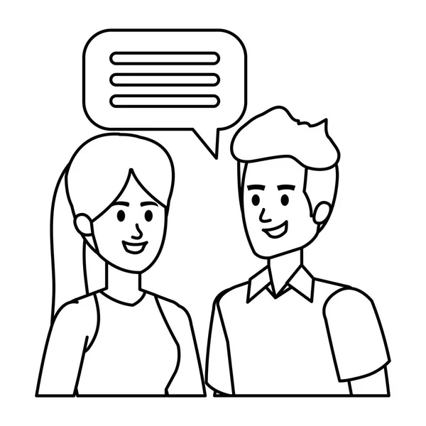 Νεαρό ζευγάρι με συννεφάκι ομιλίας — Διανυσματικό Αρχείο