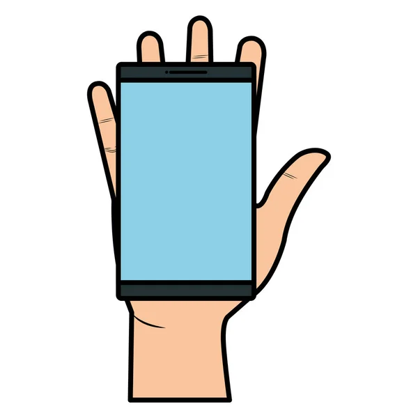 Hand med smartphone isolerade enhetsikonen — Stock vektor