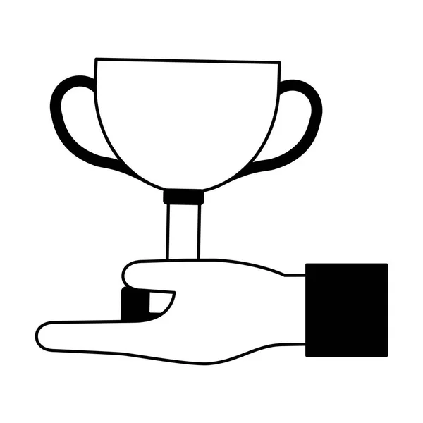 Mão segurando troféu prêmio competição — Vetor de Stock