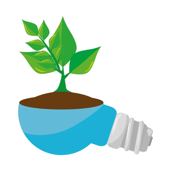 Économiseur d'énergie ampoule avec plante — Image vectorielle