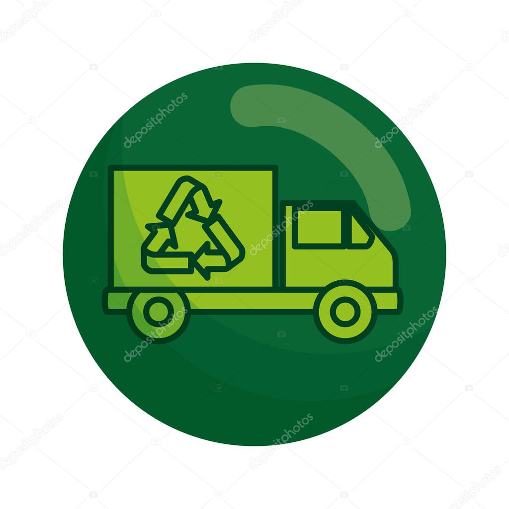 truck with recycle arrows symbol