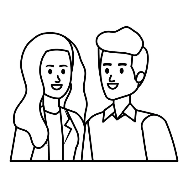 对年轻的夫妇化身字符 — 图库矢量图片