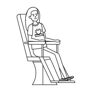 Genç kadın bağış koltuğunda gönüllü.