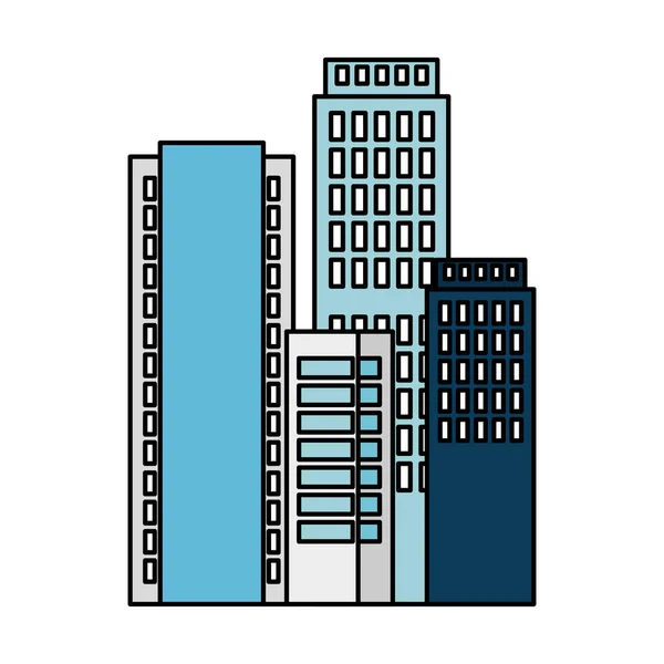 Budovy ikony scény panoráma — Stockový vektor