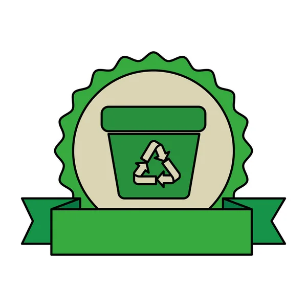 Mülltonne mit Recycling-Pfeil-Symbol — Stockvektor