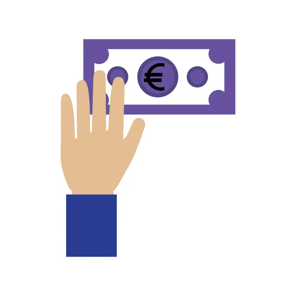 Hand holding banknote euro money cash — Stock Vector