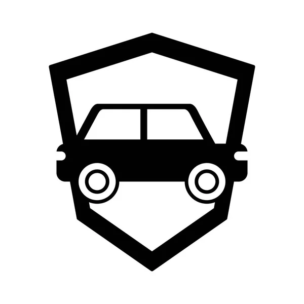 Samochód sedan ikona na białym tle Tarcza sylwetka — Wektor stockowy