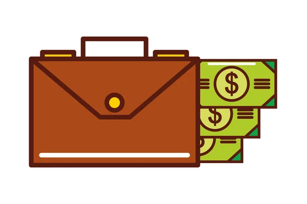 Business briefcase baknote money cash — Stock Vector