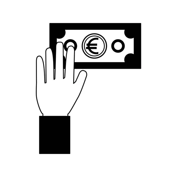 Billetes de mano en euros dinero en efectivo — Archivo Imágenes Vectoriales