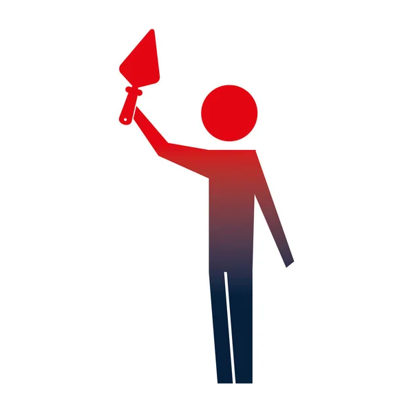 Man pictogram Holding Troffel Bouwgereedschap — Stockvector